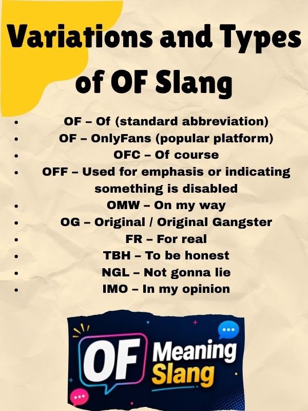 Variations and Types of OF Slang
