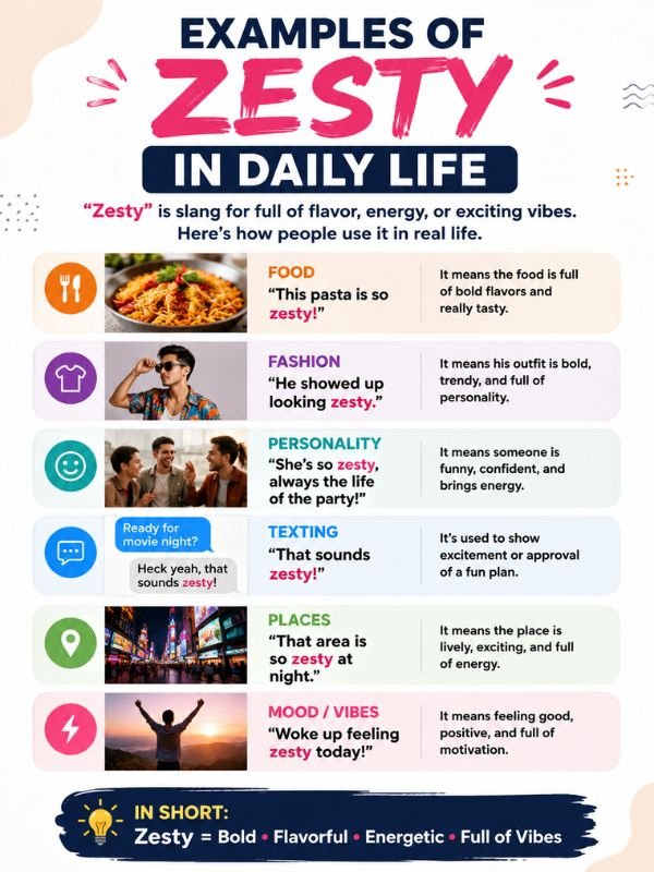 Examples of Zesty in Daily Life