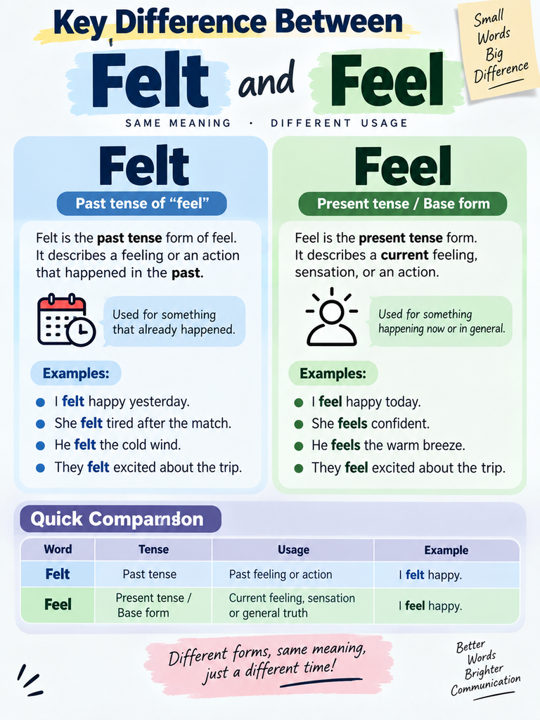 Key Difference Between Felt and Feel