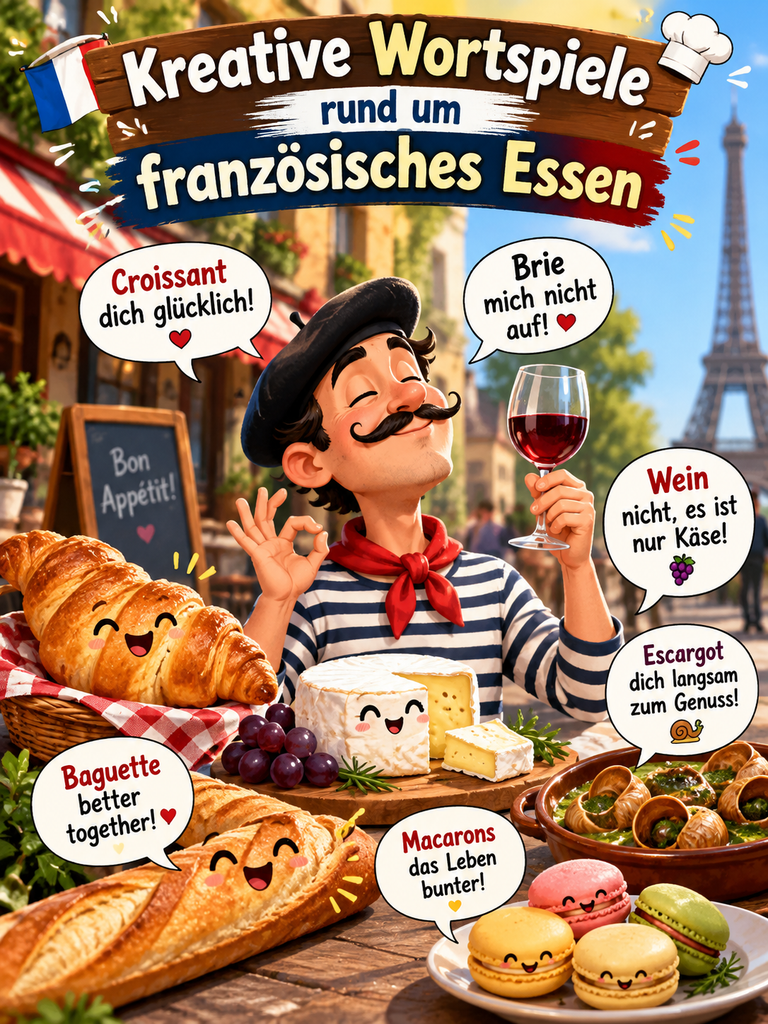 Kreative Wortspiele rund um französisches Essen